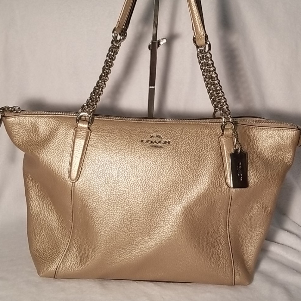 Coach platinum leather tote